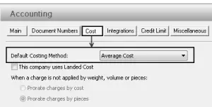 Average Cost Configuration