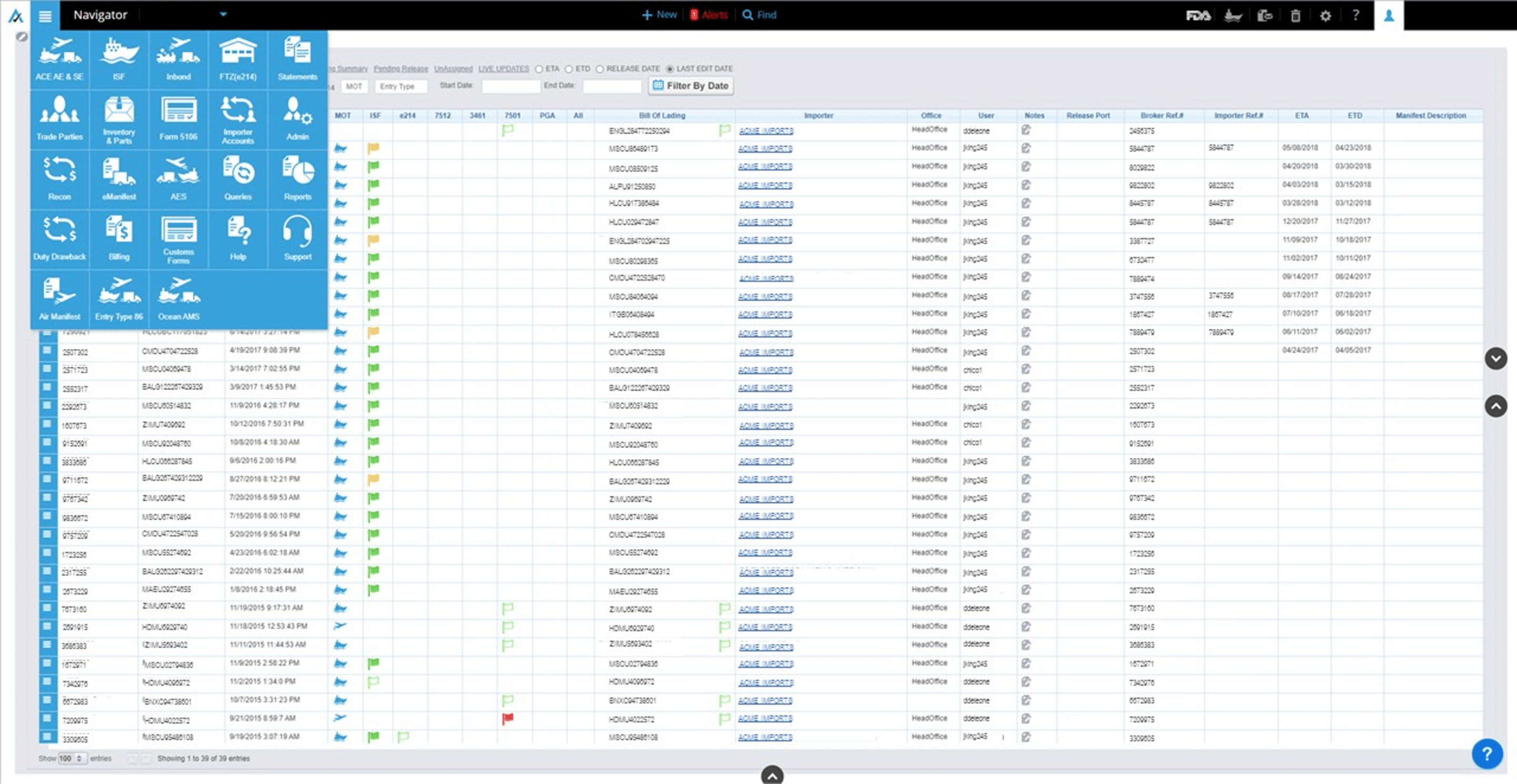 Customs Brokerage Software Solution Screenshot