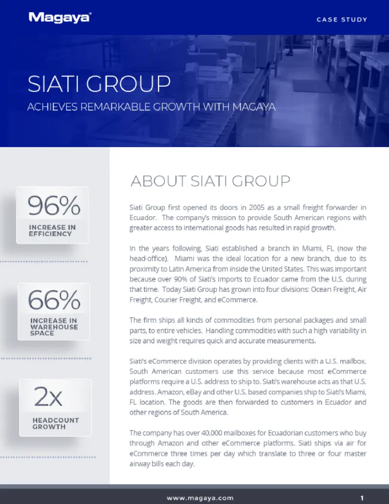 Caso de estudio de almacenes de transporte de carga de Siati Group